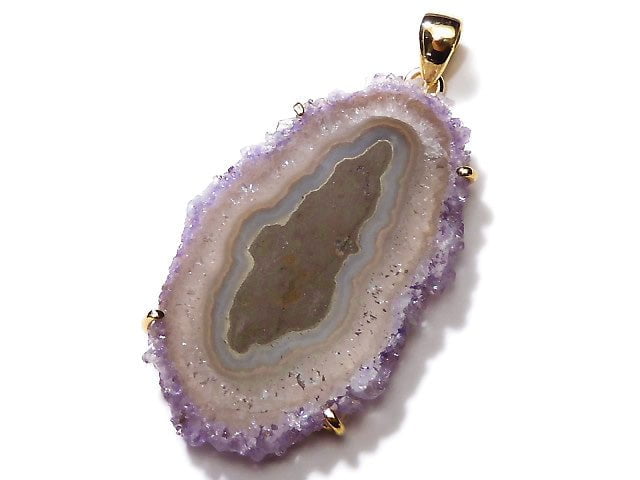 [Video] [One of a kind] Flower Amethyst Pendant 18KGP NO.151