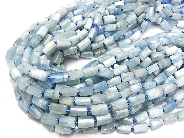 [Video] 1strand $17.99! Aquamarine AA Rough Tube -Faceted Nugget  1strand beads (aprx.16inch/39cm)