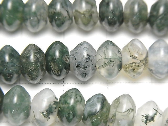 [Video] Moss Agate AAA- Roundel 8x8x5mm 1strand beads (aprx.15inch/36cm)