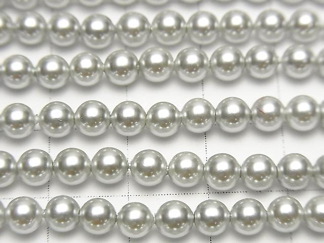 [Video] 1strand $3.79! Shell Pearl Silver Round 4mm 1strand beads (aprx.15inch / 37cm)