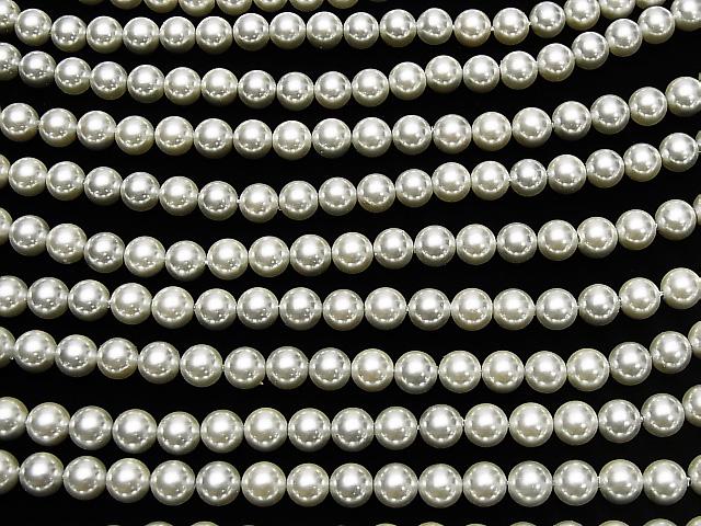 [Video] 1strand $3.79! Shell Pearl Silver Round 6mm 1strand beads (aprx.15inch / 37cm)