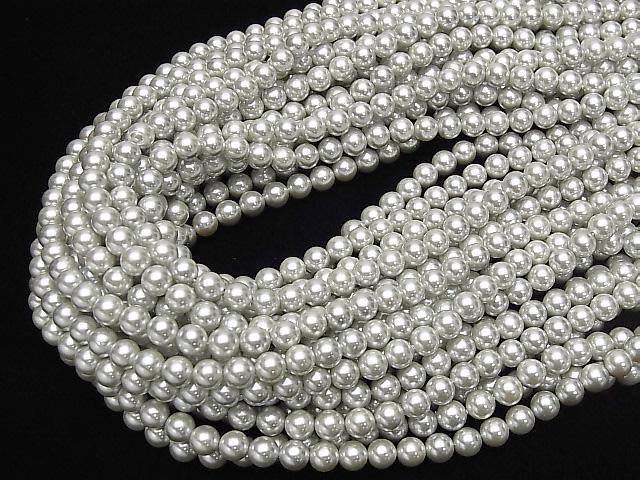 [Video] 1strand $3.79! Shell Pearl Silver Round 6mm 1strand beads (aprx.15inch / 37cm)