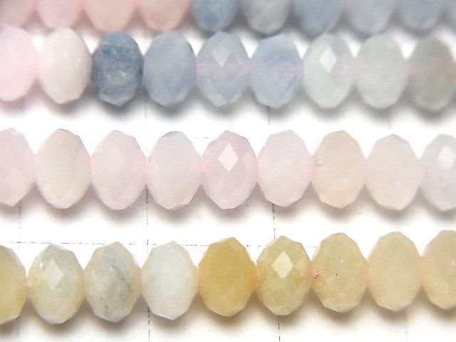 High Quality! Beryl Mix (Multicolor Aquamarine)AA+ Faceted Button Roundel 6x6mm 1strand beads (aprx.15inch/36cm)