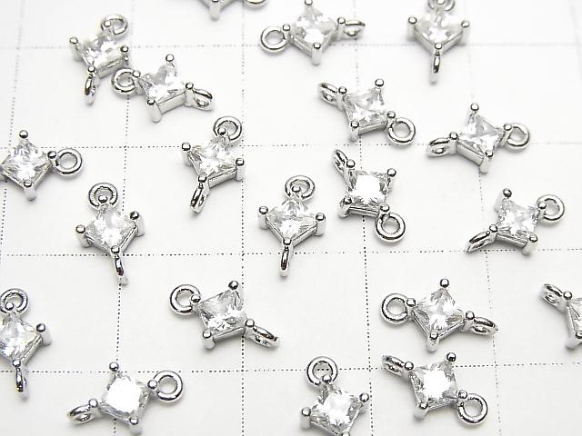 Metal Parts Diamond Both Side Charm Silver Color (with CZ) 3pcs $3.79!