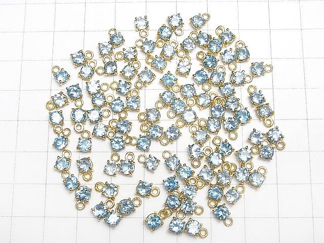 [Video] High Quality Swiss Blue Topaz AAA Bezel Setting Round Faceted 4x4mm 18KGP 2pcs $7.79!