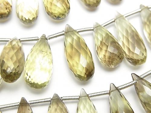 1strand $29.99! High Quality Lemon x Smoky Quartz AAA- Drop Faceted Briolette 1strand beads (aprx.7inch/17cm)
