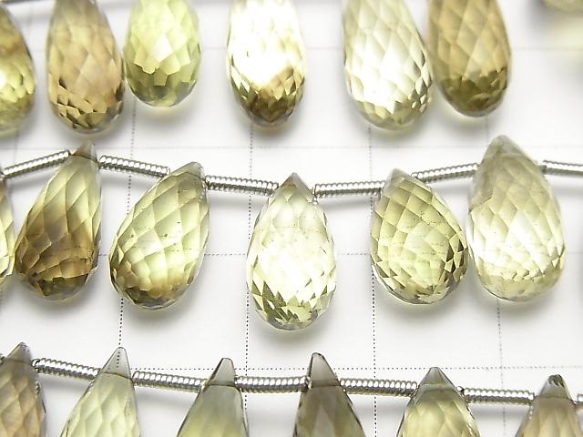 1strand $29.99! High Quality Lemon x Smoky Quartz AAA- Drop Faceted Briolette 1strand beads (aprx.7inch/17cm)