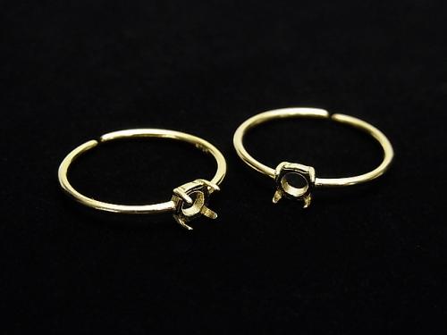 [Video] Silver925 Ring empty frame (claw clip) Round 4mm 18KGP Free size 1pc $4.79!