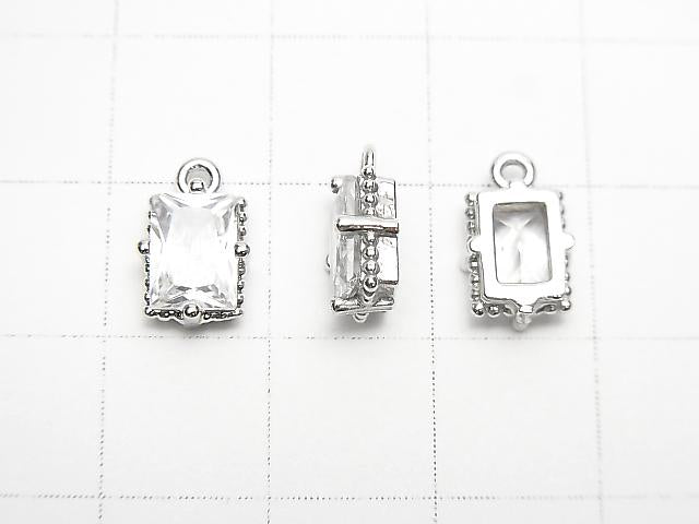 Metal Parts Rectangle Faceted Charm 8x6mm Silver Color (with CZ) 2pcs $2.99!