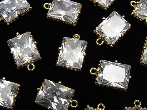Metal Parts Rectangle Faceted Charm 12x10mm Gold Color with CZ 2pcs $3.79!