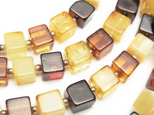 1strand $89.99! Baltic Amber Cube 6x6x6mm Multi Color 1strand (Necklace)