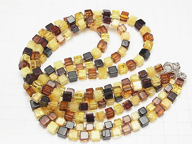 1strand $89.99! Baltic Amber Cube 6x6x6mm Multi Color 1strand (Necklace)