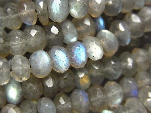 [Video] Labradorite AA++ Faceted Button Roundel 5x5mm 1strand beads (aprx.14inch/34cm)