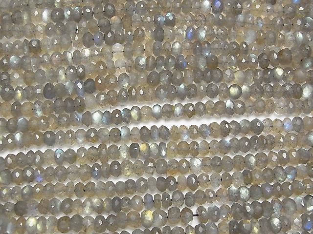 [Video] Labradorite AA++ Faceted Button Roundel 5x5mm 1strand beads (aprx.14inch/34cm)