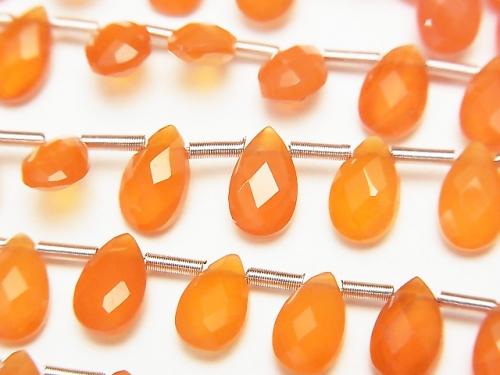 [Video] High Quality Carnelian AAA Pear shape  Faceted Briolette 8x5mm half or 1strand beads (aprx.7inch/18cm)