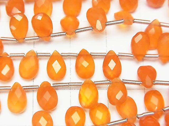 [Video] High Quality Carnelian AAA Pear shape  Faceted Briolette 8x5mm half or 1strand beads (aprx.7inch/18cm)