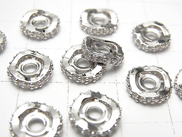 Metal Parts Roundel 9.5x9.5x2.5mm Silver (with CZ) 2pcs $3.79!