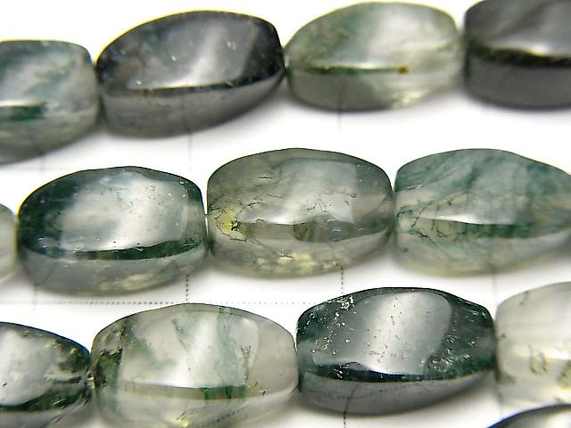 1strand $8.79! Moss Agate  4Faceted Twist Faceted Rice 12x8mm 1strand beads (aprx.15inch/37cm)