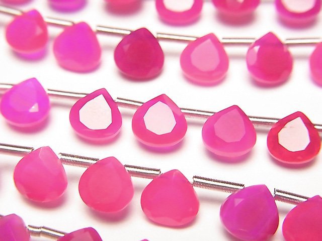 [Video] High Quality Fuchsia Pink Chalcedony AAA Chestnut Faceted 6x6mm half or 1strand (18pcs )