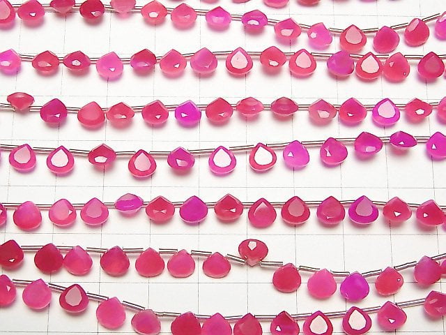 [Video] High Quality Fuchsia Pink Chalcedony AAA Chestnut Faceted 6x6mm half or 1strand (18pcs )