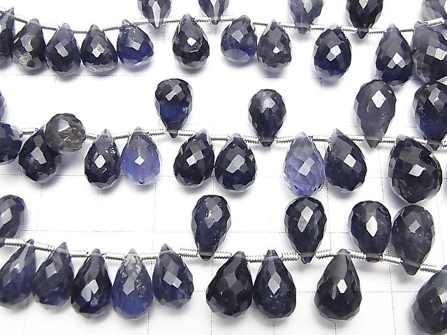 [Video] High Quality Iolite AAA- Drop  Faceted Briolette  half or 1strand beads (aprx.7inch/18cm)