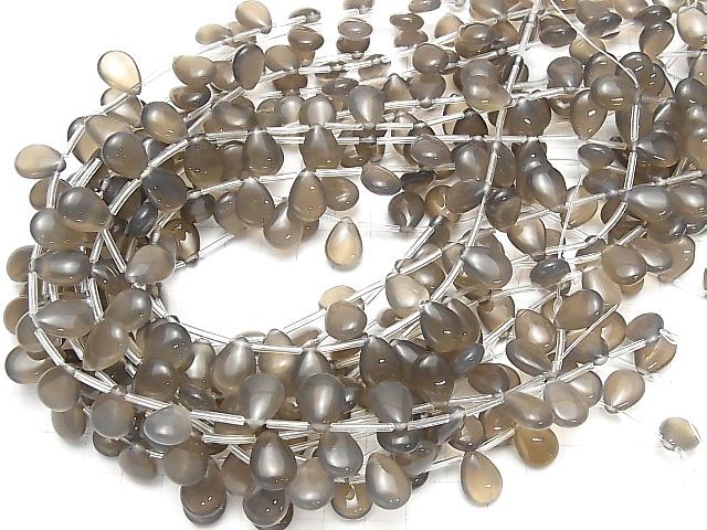 Gray Onyx AAA Pear shape (Smooth) 14x10mm half or 1strand beads (aprx.15inch/37cm)