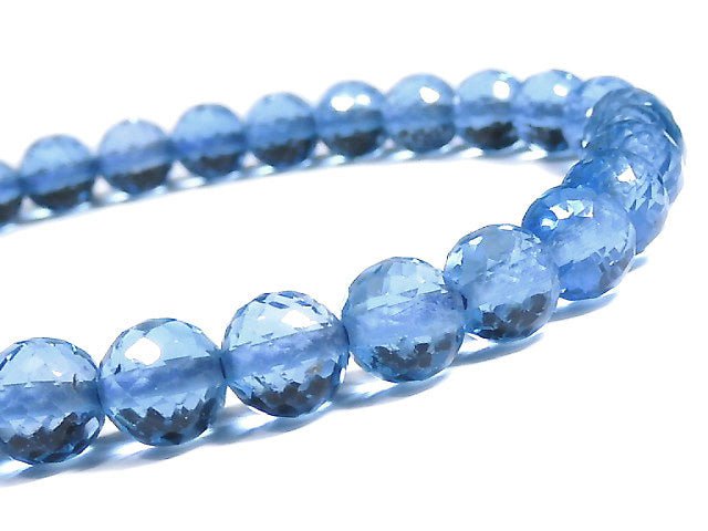 [Video] [One of a kind] High Quality Swiss Blue Topaz AAA Faceted Round 5.5mm Bracelet NO.15