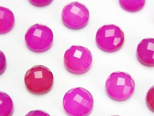 [Video]Fuchsia Pink Chalcedony AAA- Round Faceted Cabochon 8x8mm 3pcs $3.79!