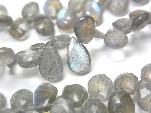 High Quality Labradorite AA++ Pear shape  Faceted Briolette  half or 1strand beads (aprx.7inch/18cm)