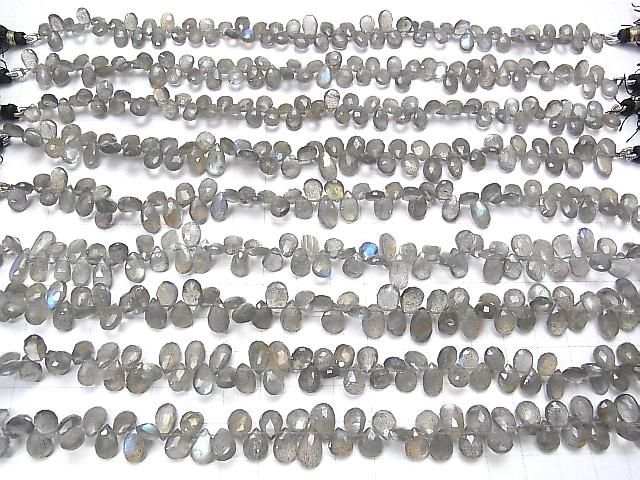 High Quality Labradorite AA++ Pear shape  Faceted Briolette  half or 1strand beads (aprx.7inch/18cm)