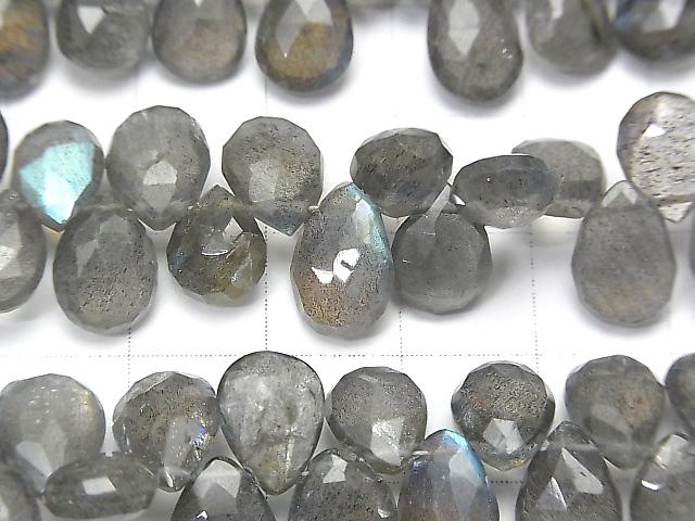 High Quality Labradorite AA++ Pear shape  Faceted Briolette  half or 1strand beads (aprx.8inch/20cm)