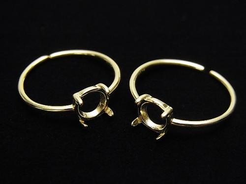 [Video] Silver925 Ring empty frame (claw clamp) Round 6mm 18KGP Free size 1pc