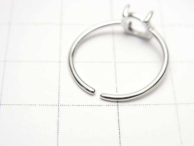 [Video] Silver925 Ring empty frame (Claw Closure) Round 6mm Rhodium Plated Free Size 1pc