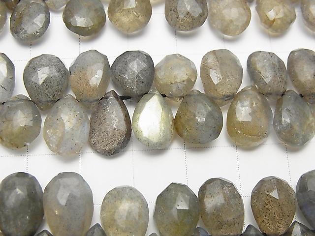 Labradorite AA+ Pear shape  Faceted Briolette  half or 1strand beads (aprx.9inch/23cm)