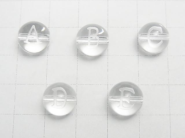 Alphabet (Print) Carving! Crystal AAA Round 10mm [A,B,C,D,E] 2pcs $3.79!