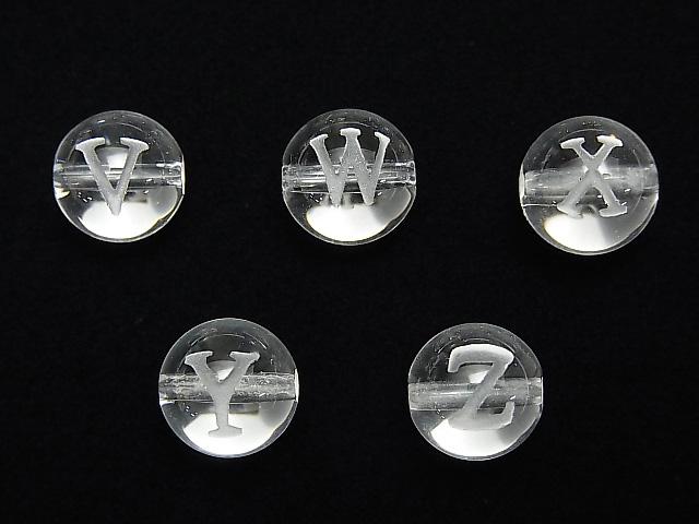 Alphabet (Print) Carving! Crystal AAA Round 10mm [V,W,X,Y,Z] 2pcs $3.79!