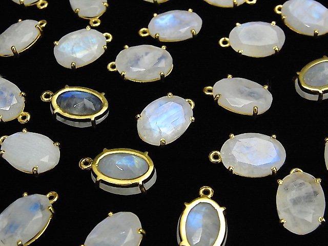 [Video] High Quality Rainbow Moonstone AA++ Bezel Setting Oval Faceted 14x10mm 18KGP 1pc
