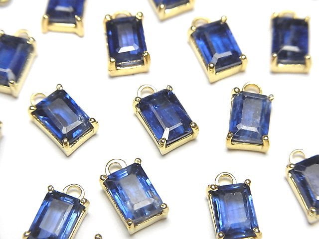 [Video]High Quality Kyanite AAA- Bezel Setting Rectangle Faceted 7x5mm 18KGP 2pcs