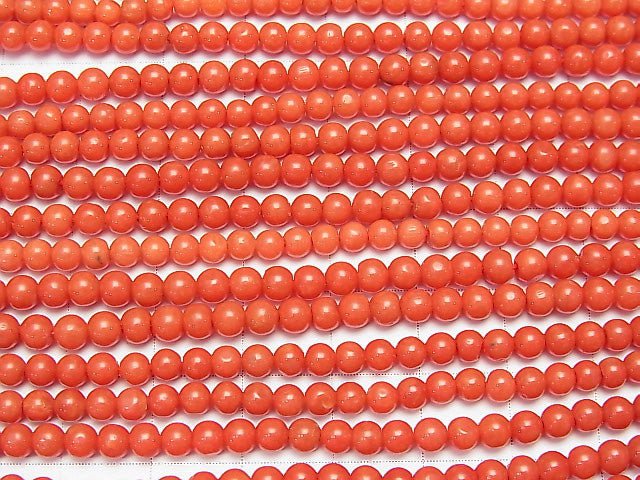 Sardinian Red Coral Round 3.5mm 1/4 or 1strand beads (aprx.20inch / 50cm)
