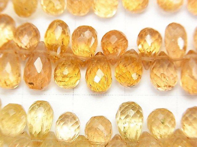 [Video] High Quality Imperial Topaz AAA- Drop Faceted Briolette half or 1strand beads (aprx.7inch/18cm)