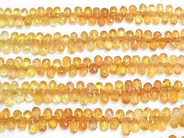 [Video] High Quality Imperial Topaz AAA- Drop Faceted Briolette half or 1strand beads (aprx.7inch/18cm)