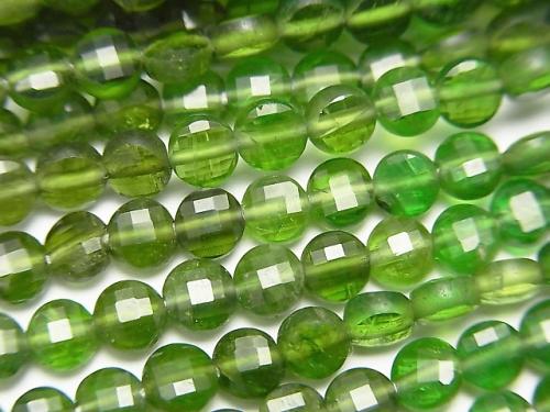 [Video] Chrome Diopside AAA- Faceted Coin 4x4x2mm color gradation half or 1strand beads (aprx.13inch/32cm)