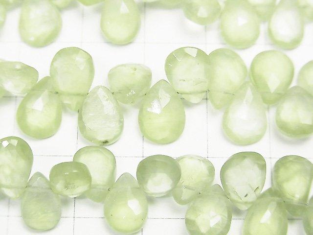 [Video] 1strand $24.99- !  High Quality Prehnite AA++ Pear shape  Faceted Briolette  1strand beads (aprx.7inch/18cm)