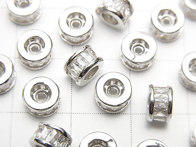 Metal Parts Roundel 6x6x3.5mm Silver with CZ 2pcs $2.99!