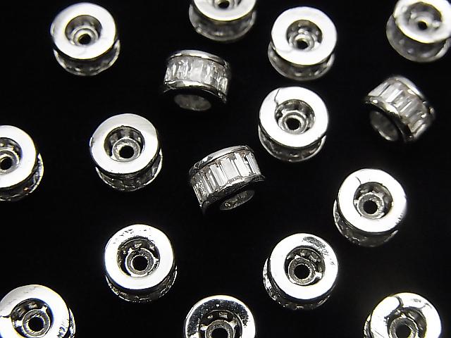 Metal Parts Roundel 6x6x3.5mm Silver with CZ 2pcs $2.99!