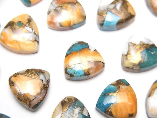 [Video] Oyster Copper Turquoise Triangle Cabochon 12x12mm 2pcs