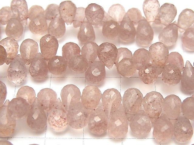 [Video] Pink Epidote AA++ Drop Faceted Briolette half or 1strand beads (aprx.7inch/18cm)