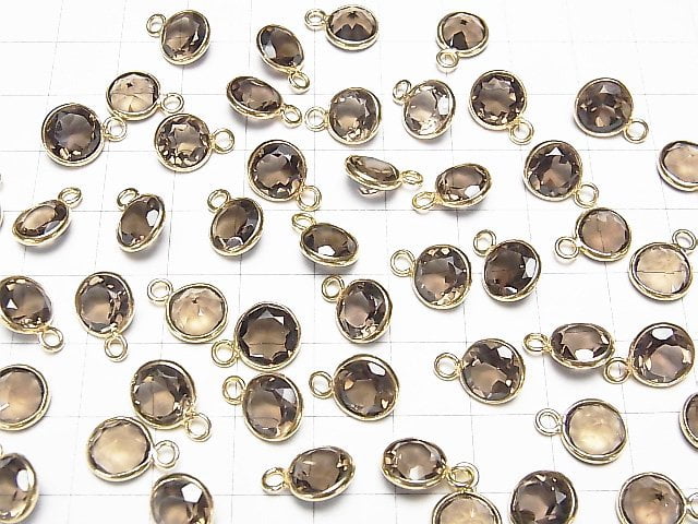 [Video] High Quality Smoky Quartz AAA Bezel Setting Round Faceted 8x8mm 18KGP 5pcs