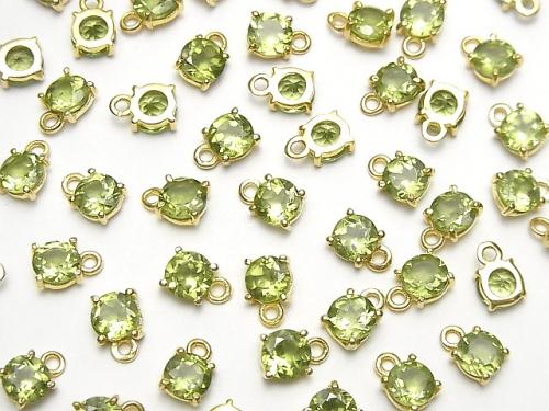 [Video] High Quality Peridot AAA Bezel Setting Round Faceted 5x5mm 18KGP 3pcs