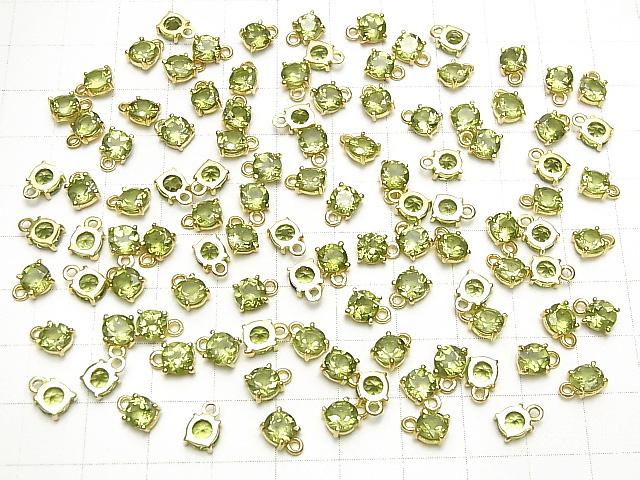 [Video] High Quality Peridot AAA Bezel Setting Round Faceted 5x5mm 18KGP 3pcs